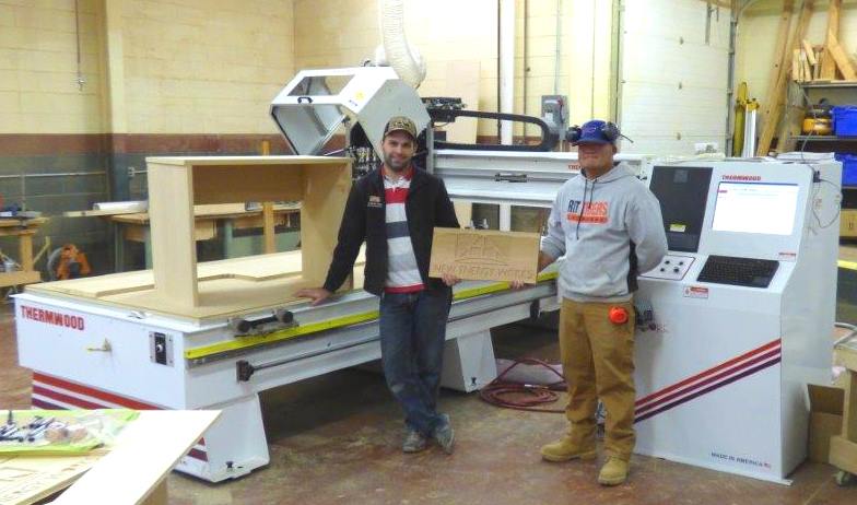 Marty and Matt, our two CNC gurus, showed off some of the new router’s capabilities (and their own CNC knowledge) producing a large-scale version of our logo.