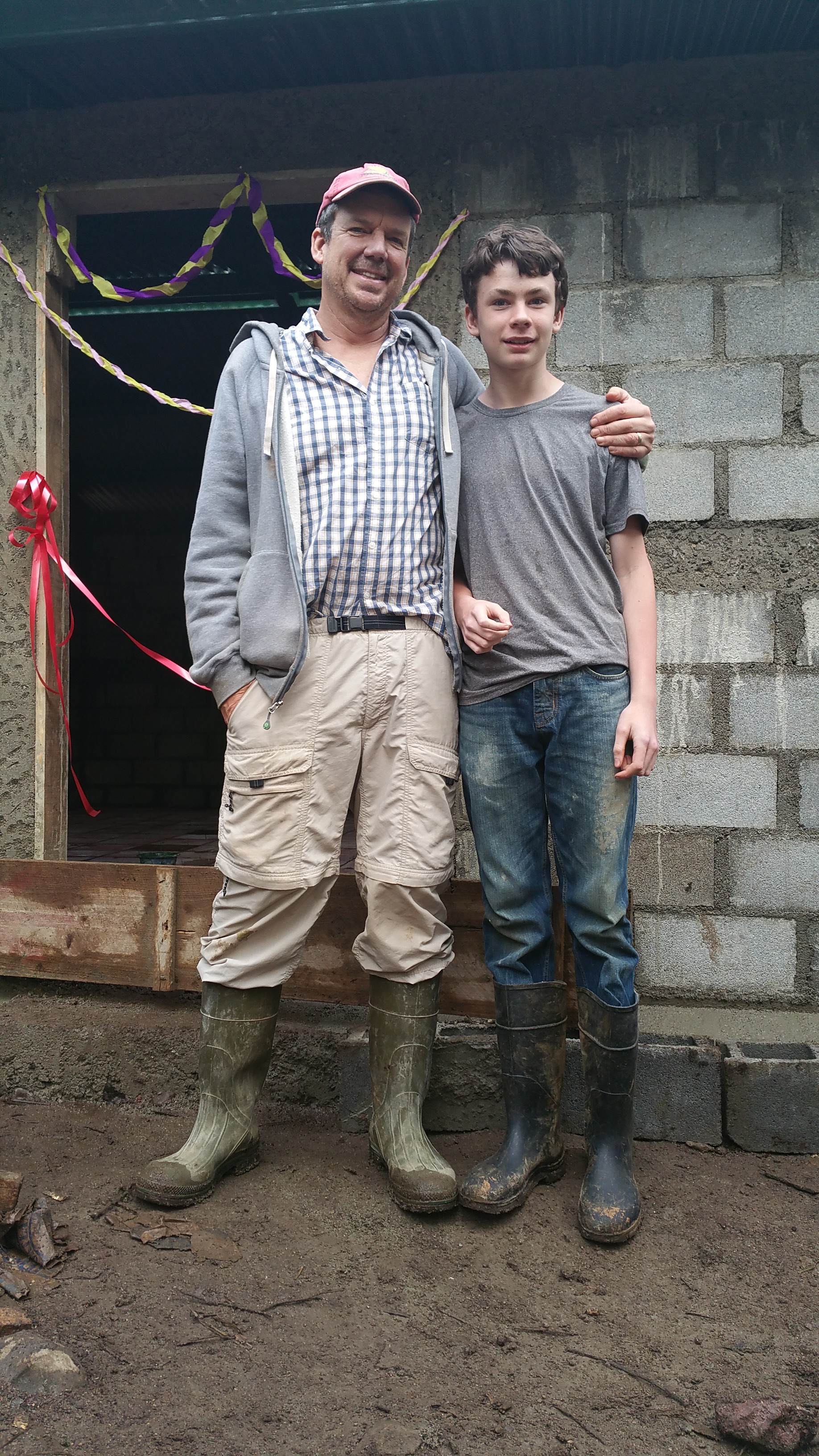 Jonathan and Jake joined the mud-boot trend while laying up walls for two homes.
