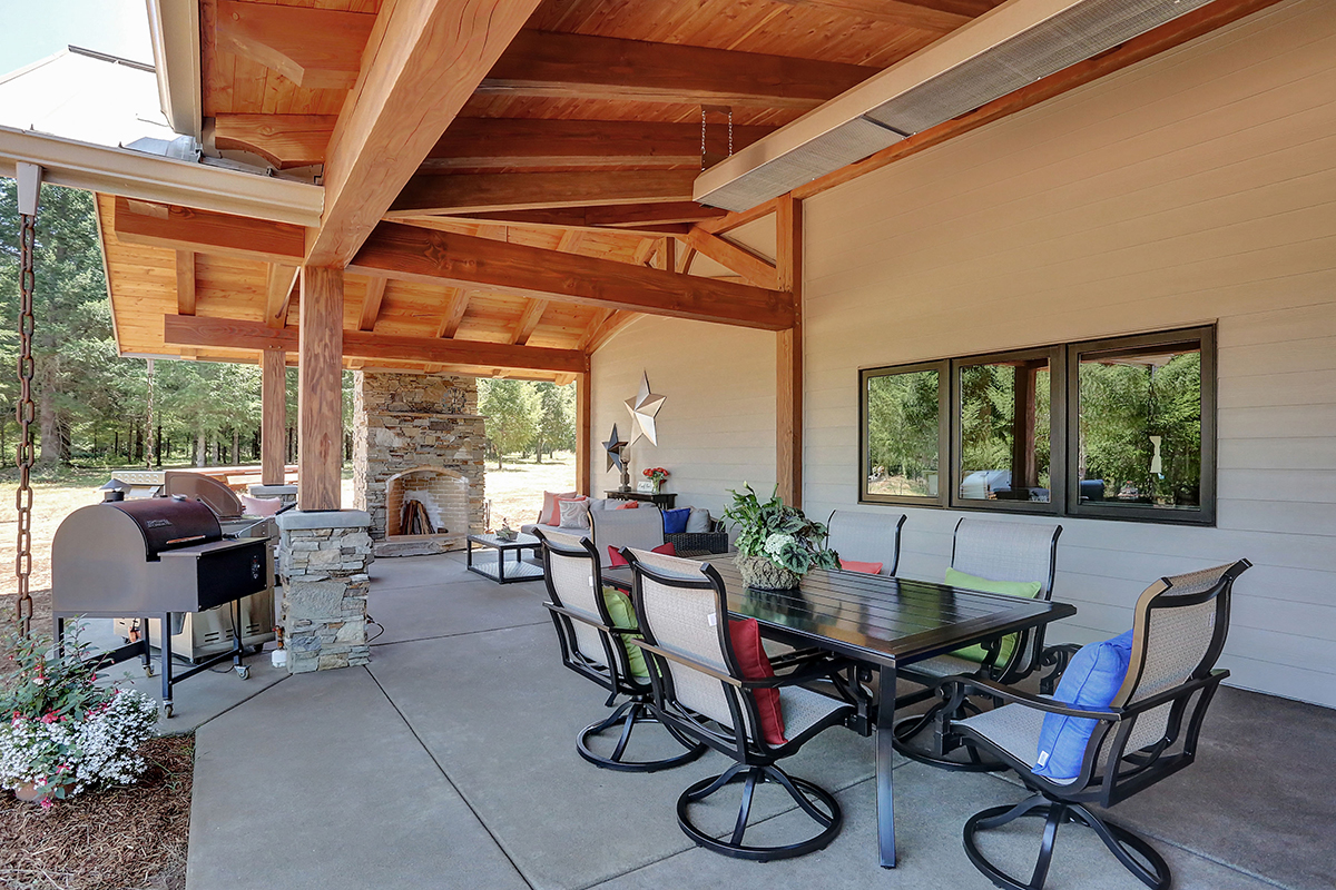 New Energy Works Oregon Timber Frame Home Back Patio Space