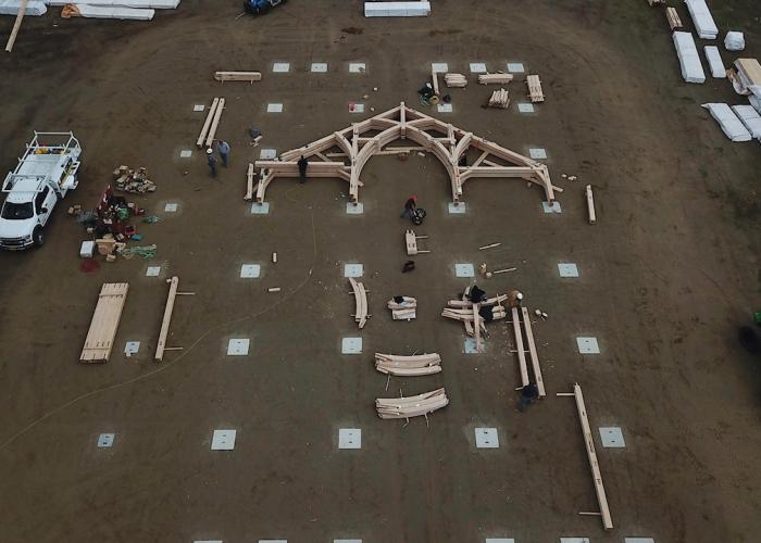 New Energy Works Timber Frame Horse Barn at Wild Horse Ranch