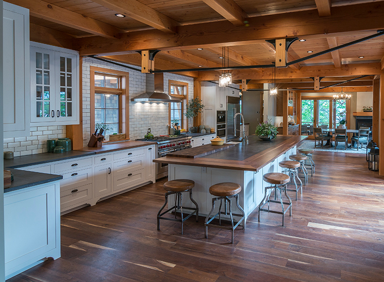 Local timber frame custom kitchen cabinetry