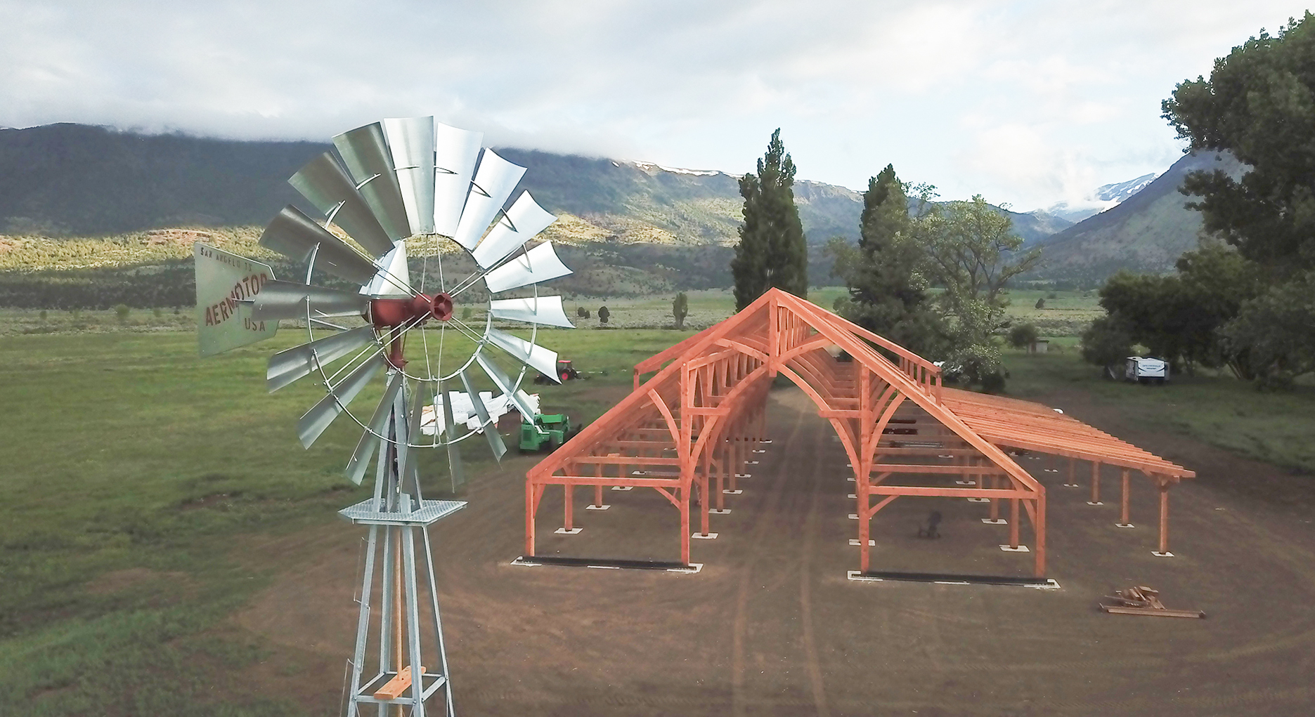 New Energy Works Timber Frame Horse Barn at Wild Horse Ranch