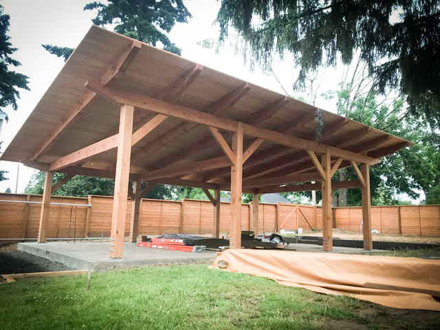 Timber Frame Pavilion Portland Oregon—Community Raising—New Energy Works