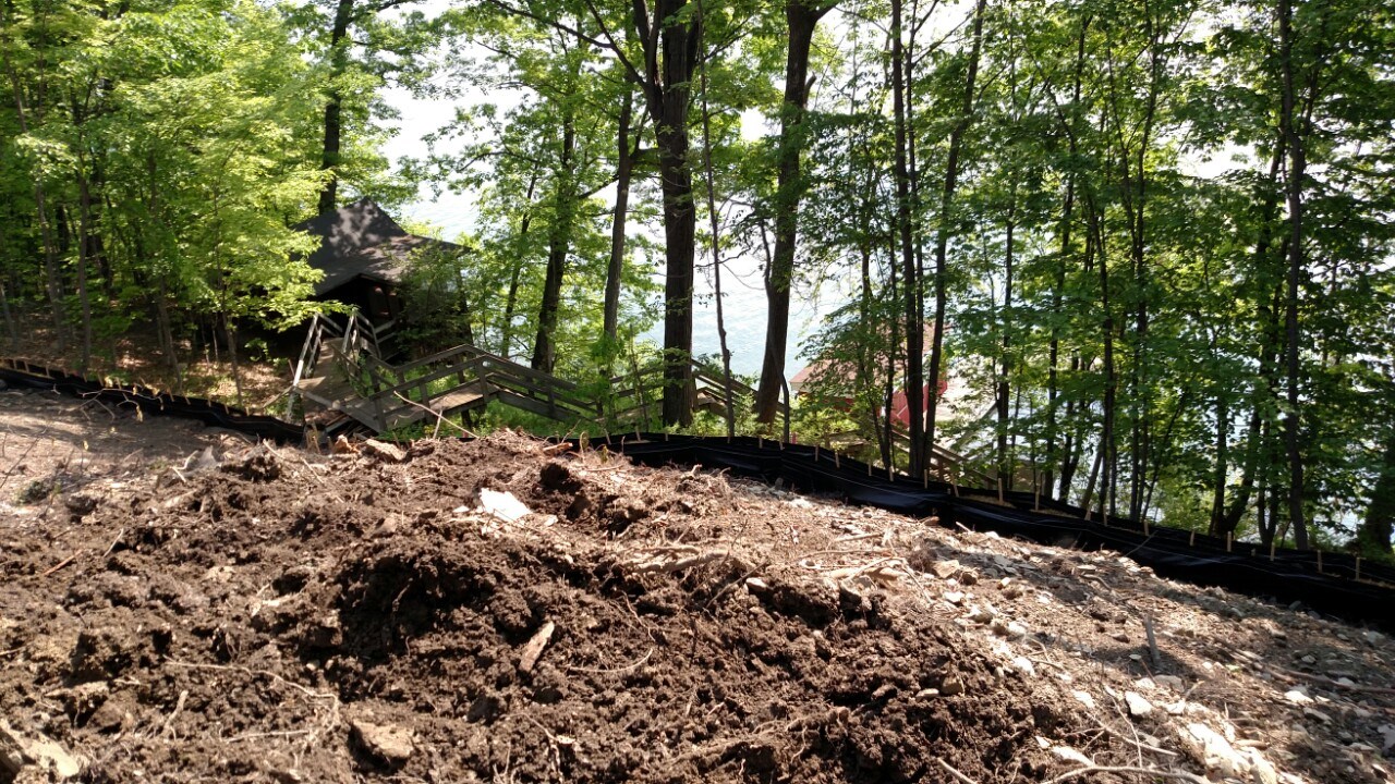 The steep site offers elevated views of Canandaigua Lake.