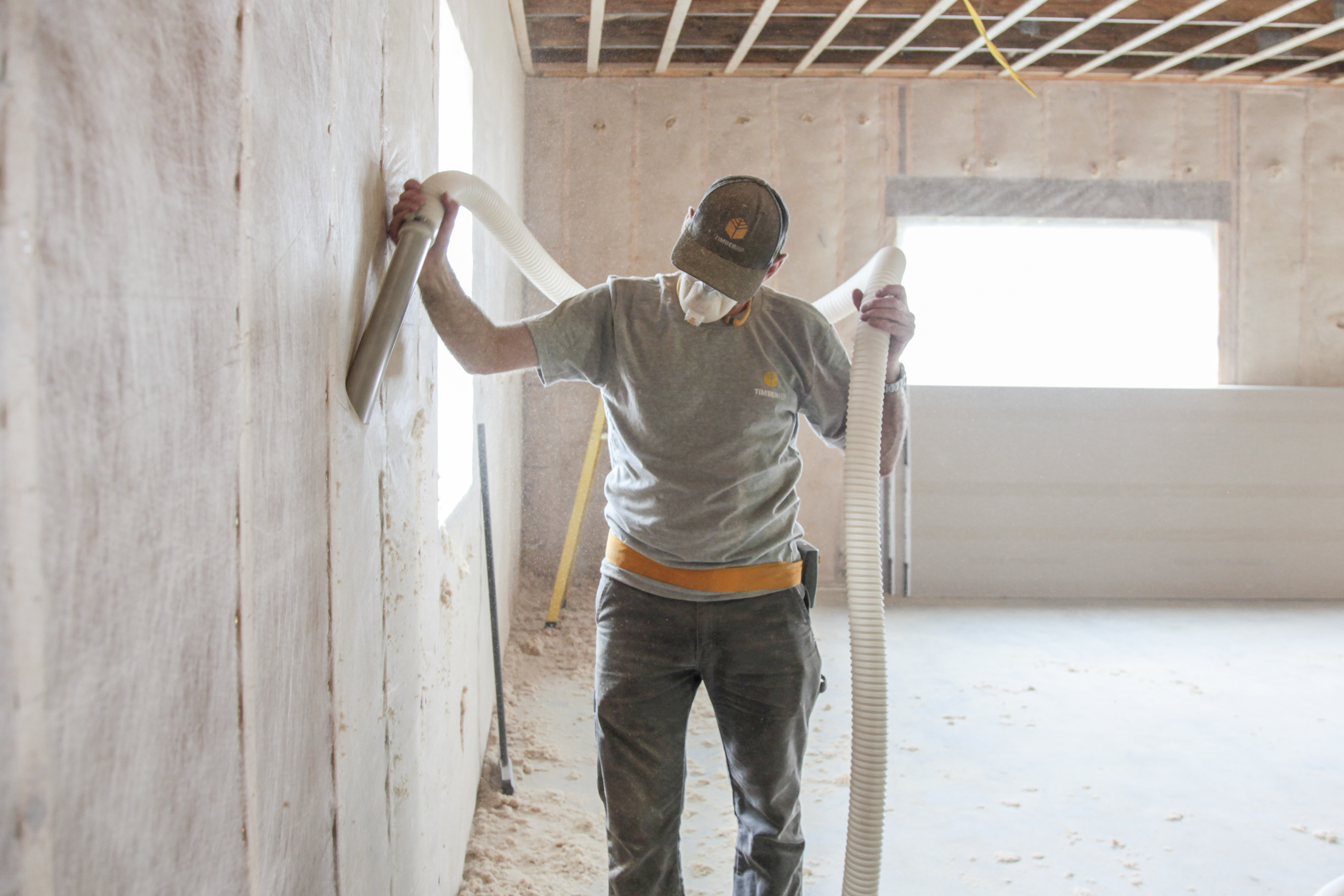 TimberFill, a loose fill insulation, can be blown in or dense packed for high performing, affordable, safe, and carbon negative coverage in attics, wall cavities, floors, and ceilings. 