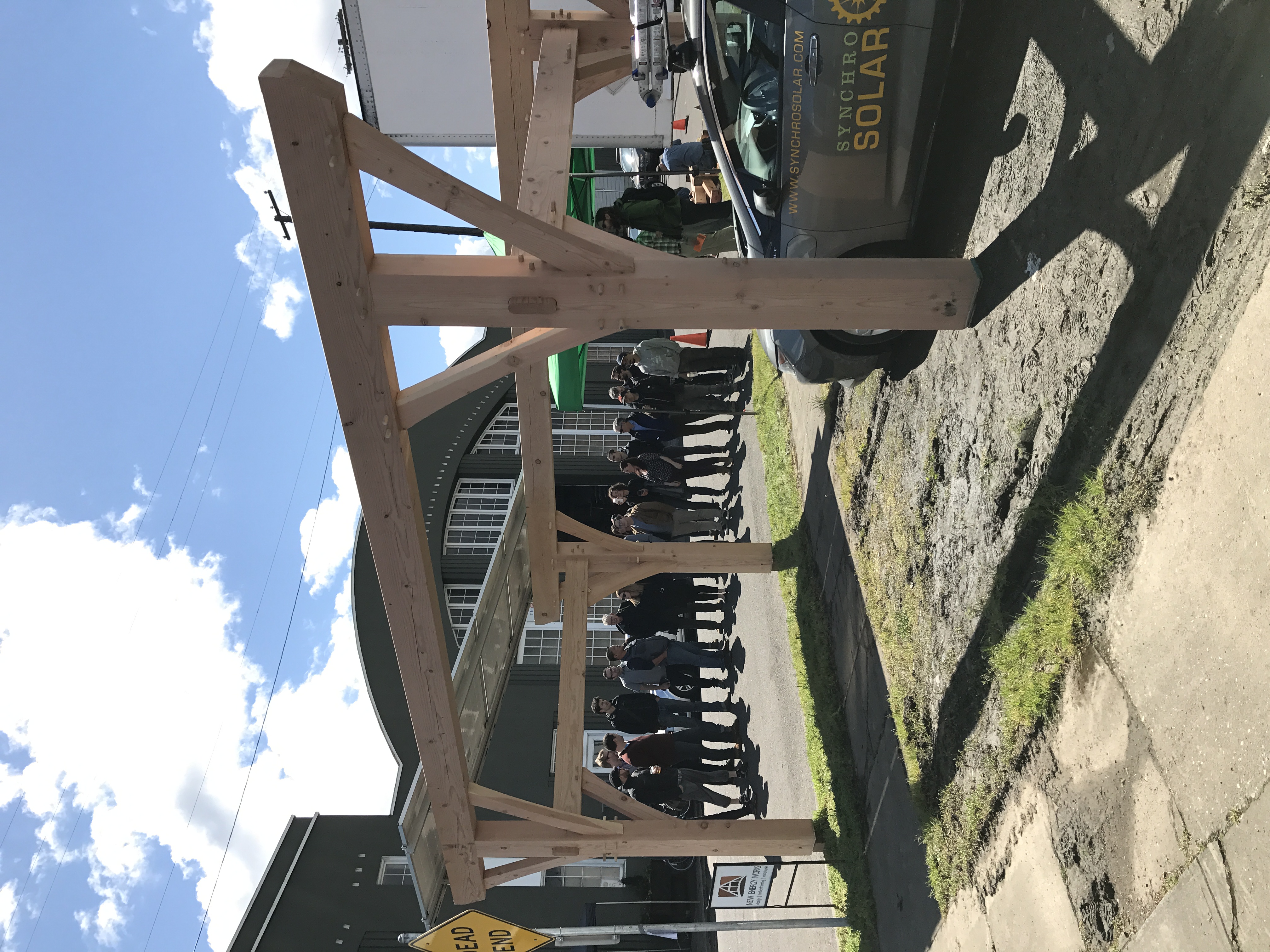 Checking out the timber frame as a group.