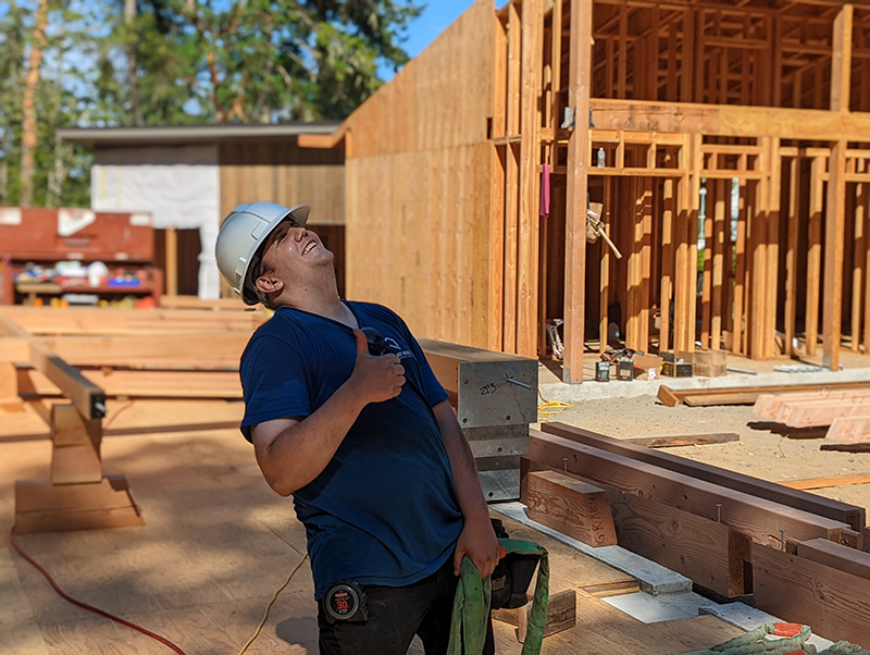 Josh of New Energy Works Timberframers