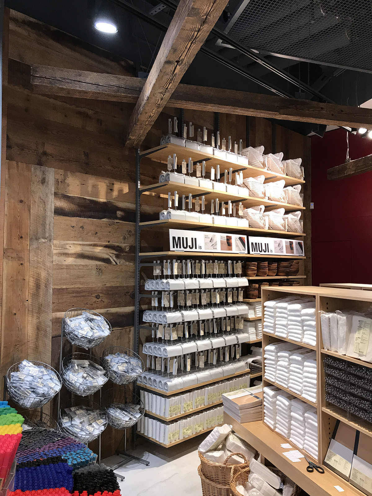 Pioneer Millworks also supplied the timbers for the Portland, Oregon Muji store. You can read more about that project and see photos here.