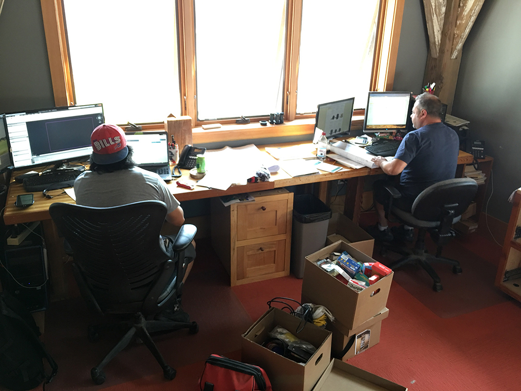 Matt and Jay unpacking and setting up their workstations. We’re excited to welcome the NEWwoodworks designers to our main office where they’re situated right next to our design/built team. Perfect for cross pollination of idea on projects.