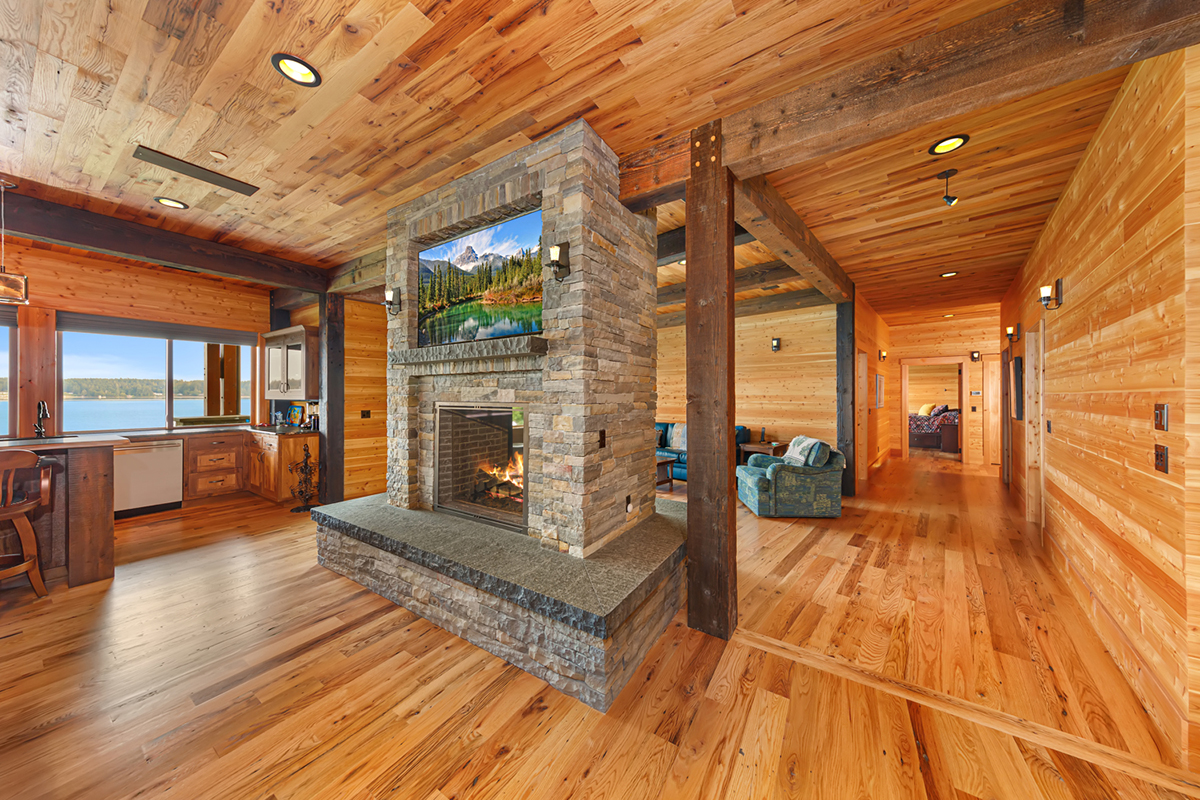 Lower level fireplace