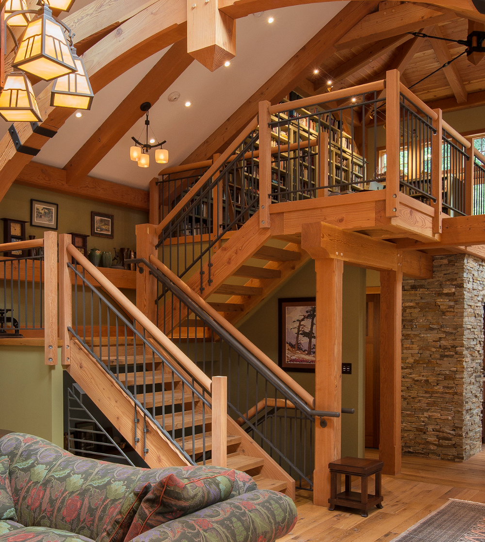 The stringers for this floating stair were cut using the CNC. Photo by Don Cochran Photography.