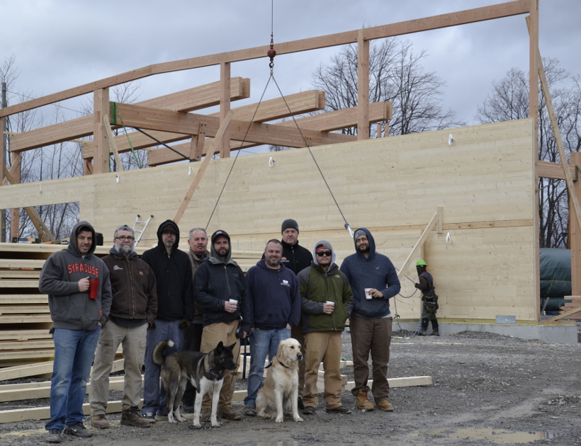 The NEWwoodworks crew on CLT raising day this past January.