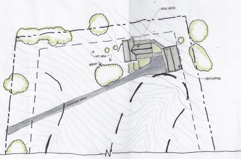 The loose site plan for our upcoming CA project.