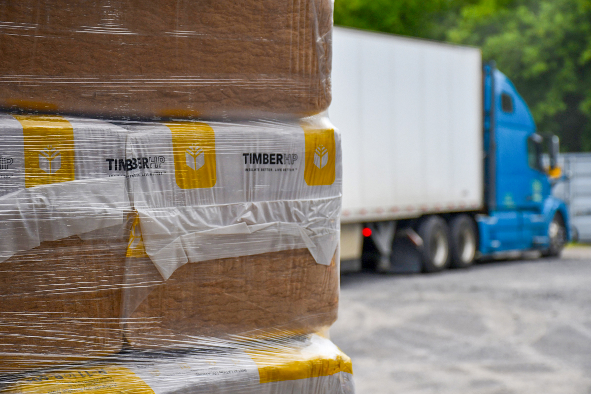 TimberFill, a loose fill insulation, can be blown in or dense packed for high performing, affordable, safe, and carbon negative coverage in attics, wall cavities, floors, and ceilings. 