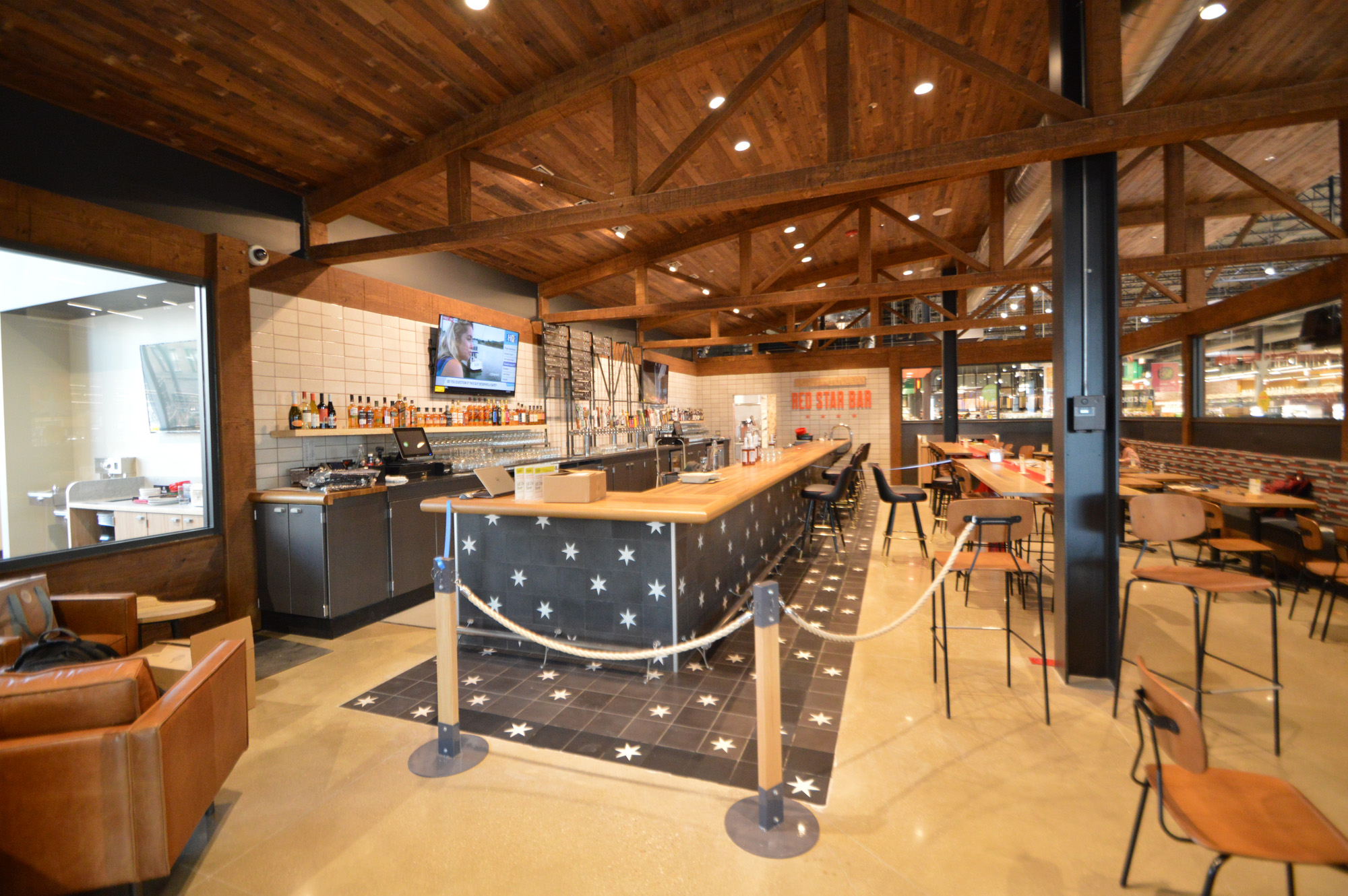 Integrated into a large grocery store near Chicago, IL, these trusses included custom texture and stain.