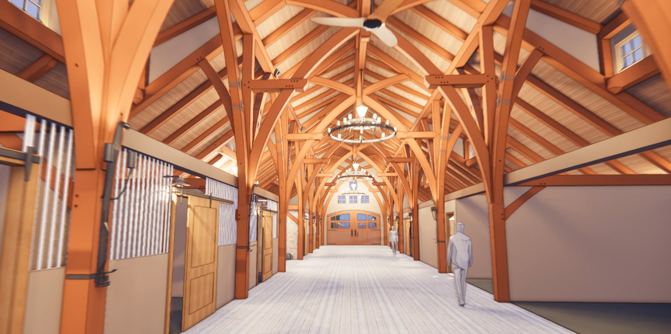 New Energy Works Timber Frame Horse Barn at Wild Horse Ranch