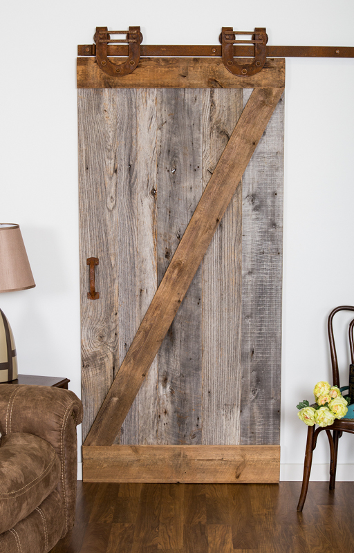 Reclaimed American Prairie wood in a “z” door style with Leatherneck hardware.