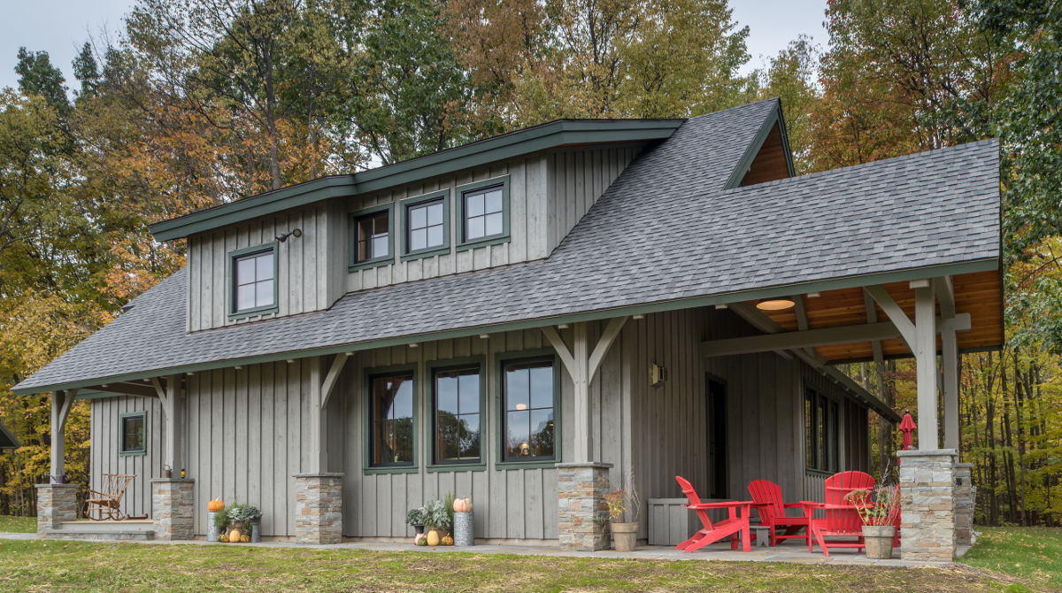 The design gives an intentional nod to traditional farmhouses common in the region. Overall the home is about 2,000 sq ft in size. Photo (c) Scott Hemenway.