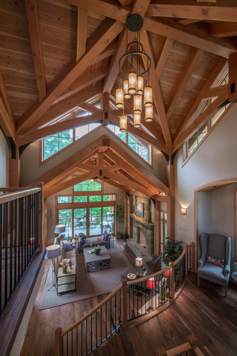 See more on this lake home with timber frame “tower” in our case studies.