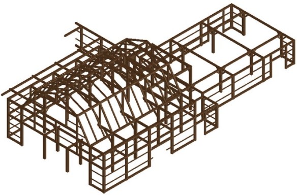 Timber frame for a Florida movie theatre entrance