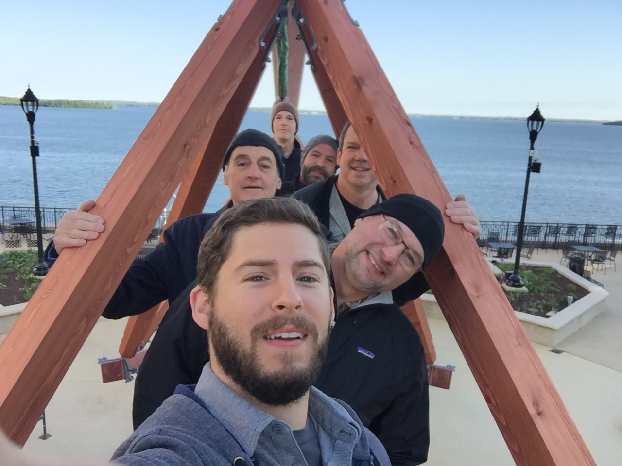 My co-workers along with Richard posed on the finished bridge. Front to back: Sean, me, Richard, Jonathan, David, and Quinn.