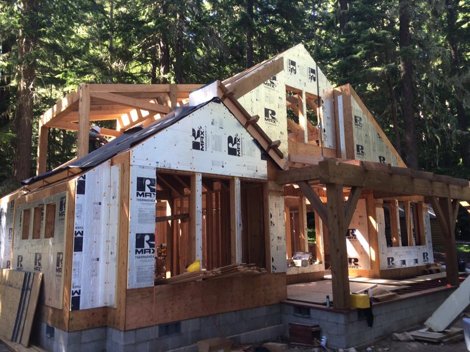 The exterior porch in place.