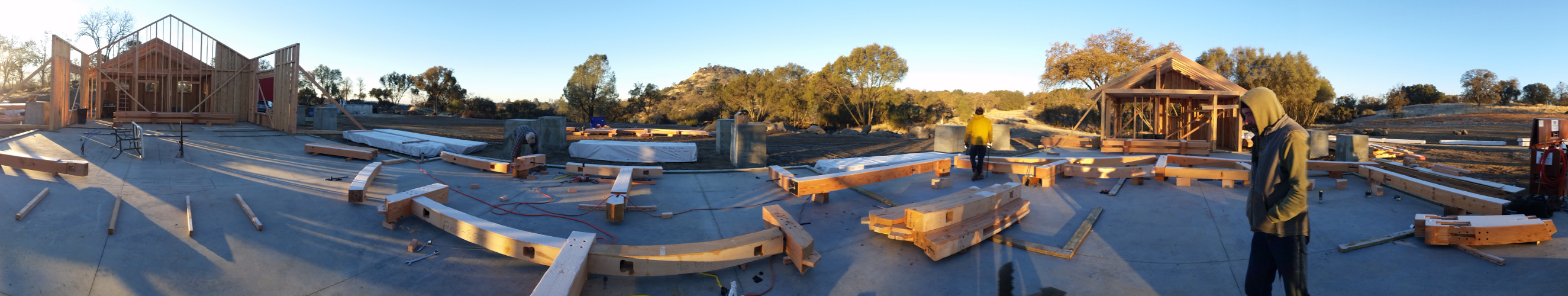 This image gives a view on pre-assembly day from the perspective of the great room.