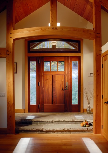 Reclaimed Jarrah was crafted for the main door of one of our timber frame homes in the Catskills.
