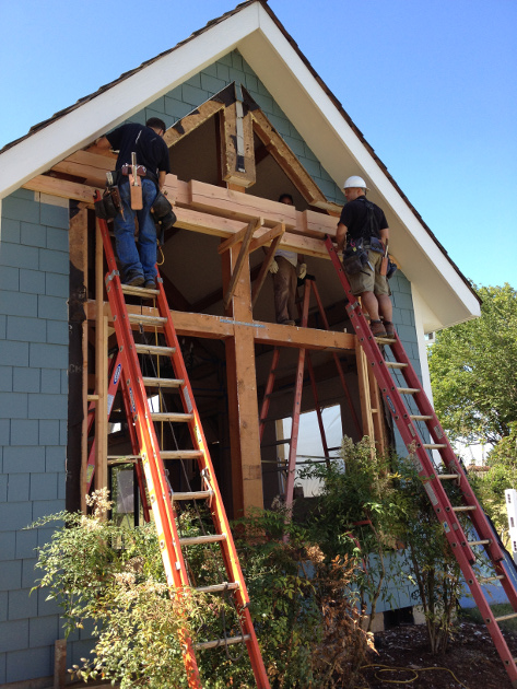 We re-worked the window layout, removing and replacing timber beams to create more open views.
