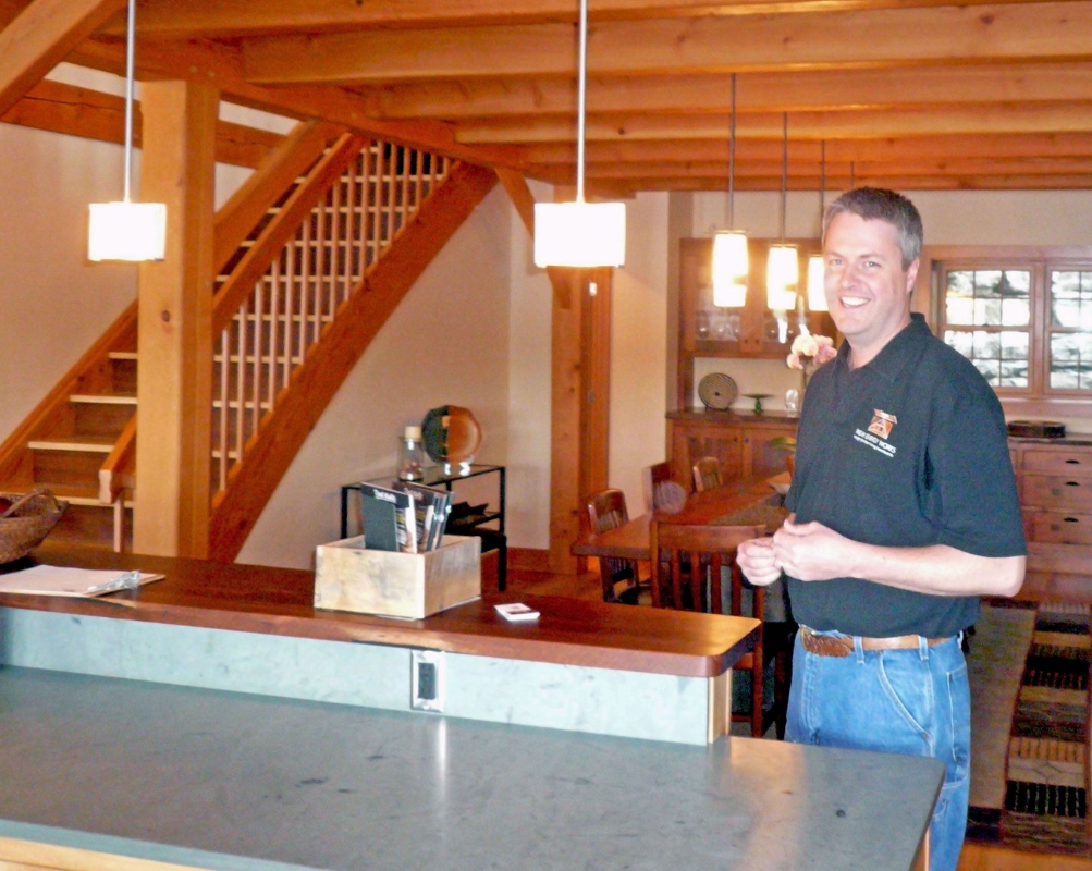 Rob was enjoying a few moments at the island before the Open House of a project we built on Keuka Lake.