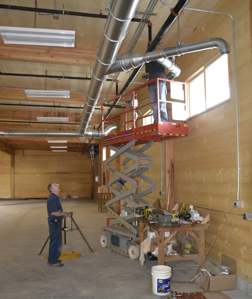 Ed is a bit camera shy and did well on the man lift hiding behind the pipes.