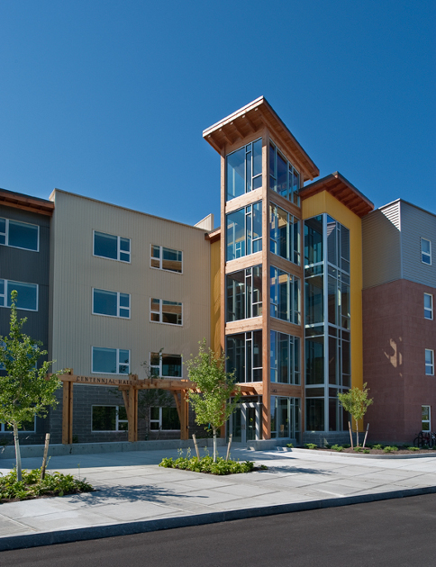 The tower at SUNY ESF included glulam and solid timbers. Photo c Don Cochran Photography.