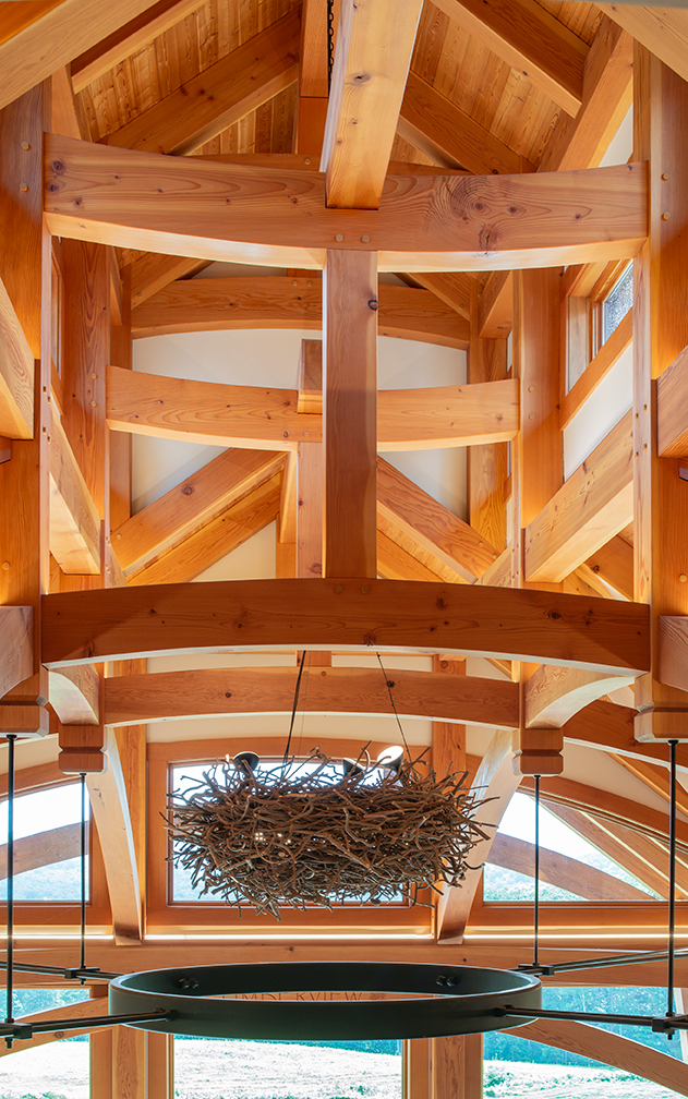 Timberframes manifest a balance between the wholesome power of wood, the beauty of what can be done with it, through the craft and skill of the joinery and embellishments.