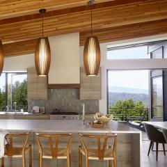 The architect for this project prioritized exposed wood, including a clear coat on the Douglas fir glulams to allow their natural beauty to shine.